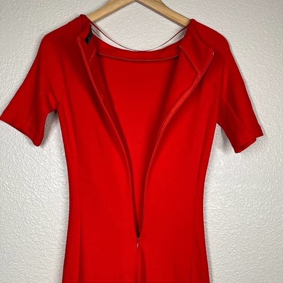 Zara Midi Dress Bodycon Red Stretch Women’s Size Small - Picture 5 of 9